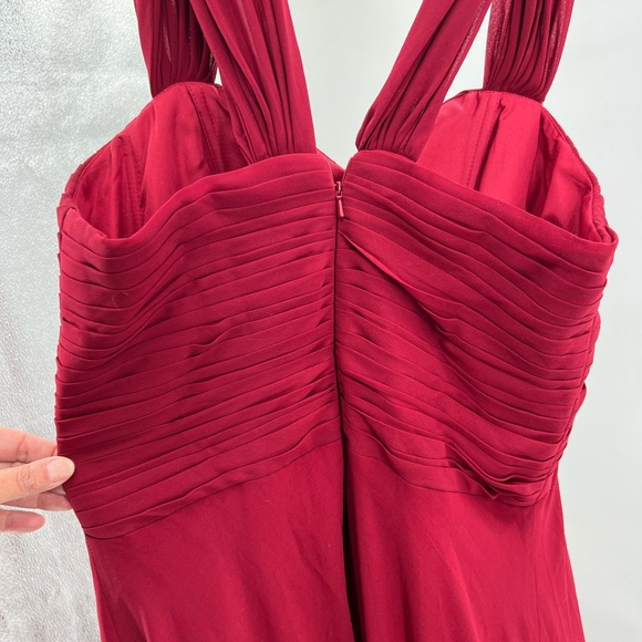 Oyisha floor length flowy gown dress 16 formal bridesmaid party dance dark red - Picture 5 of 12